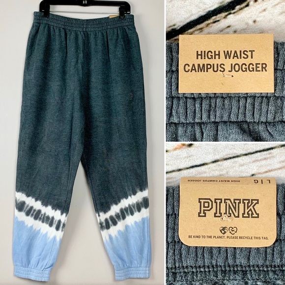 NWT Medium PINK Victoria’s Secret High Waist Campus Joggers Jogger Sweatpants VS - Picture 2 of 12